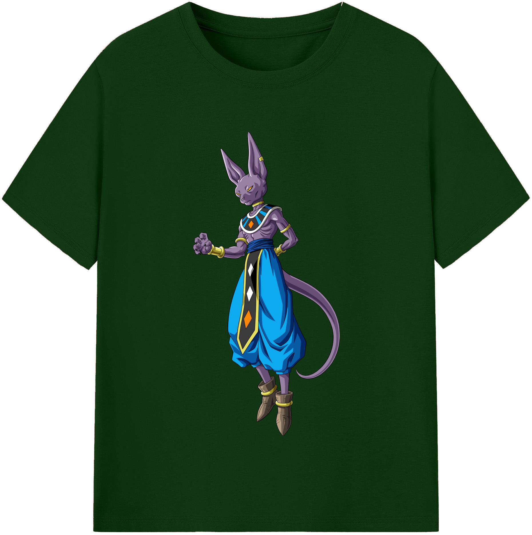 （画像用） ドラゴンボール ビルス 破壊神ビルス DRAGON BALL Beerus Birusu 綿100％半袖Tシャツ（フロントプリント）